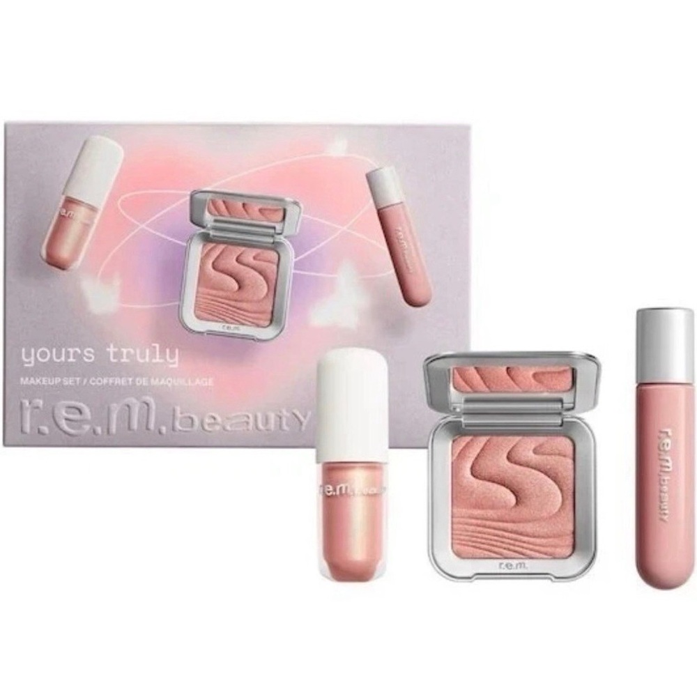 r.e.m. Beauty Yours Truly Makeup Set- Eyeshadow, Highlighter, & Lip Gloss